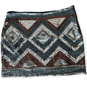 H&M Sequin Mini Skirt | Geometric Art Deco Pattern | Size 12 | NWT